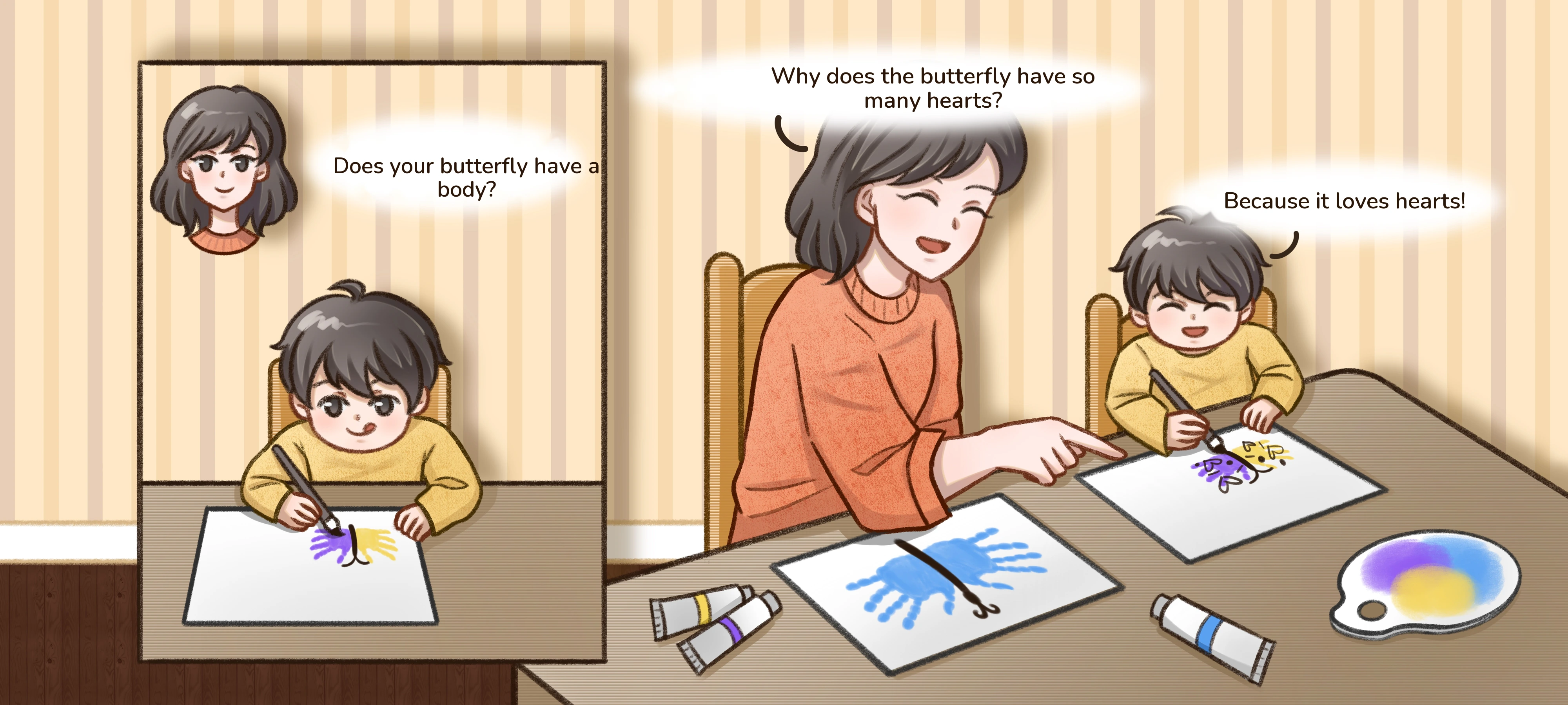 Colorful Butterflies in Flight, step 2