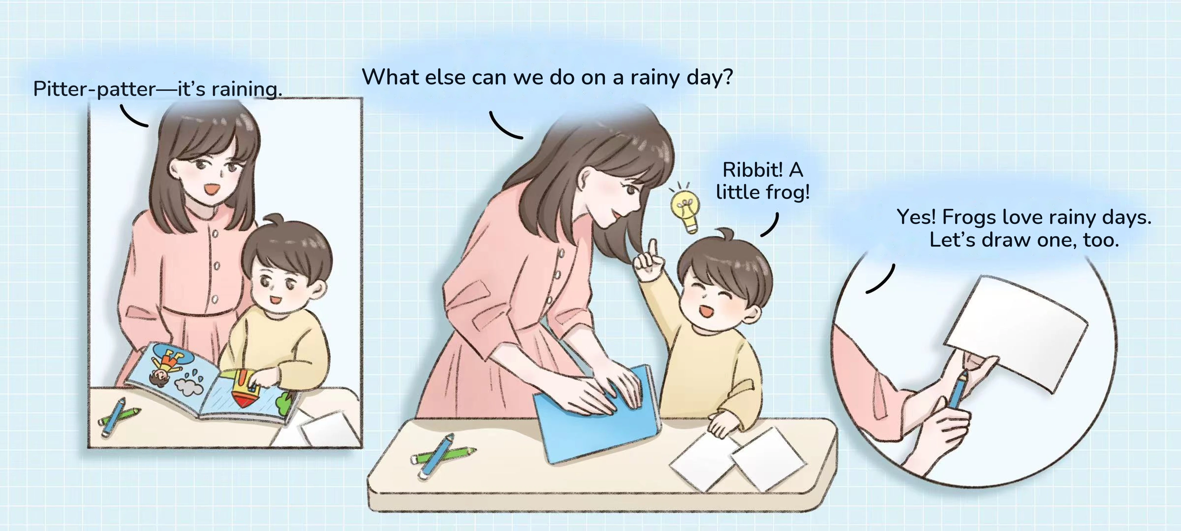 A Fun Rainy Day, step 1