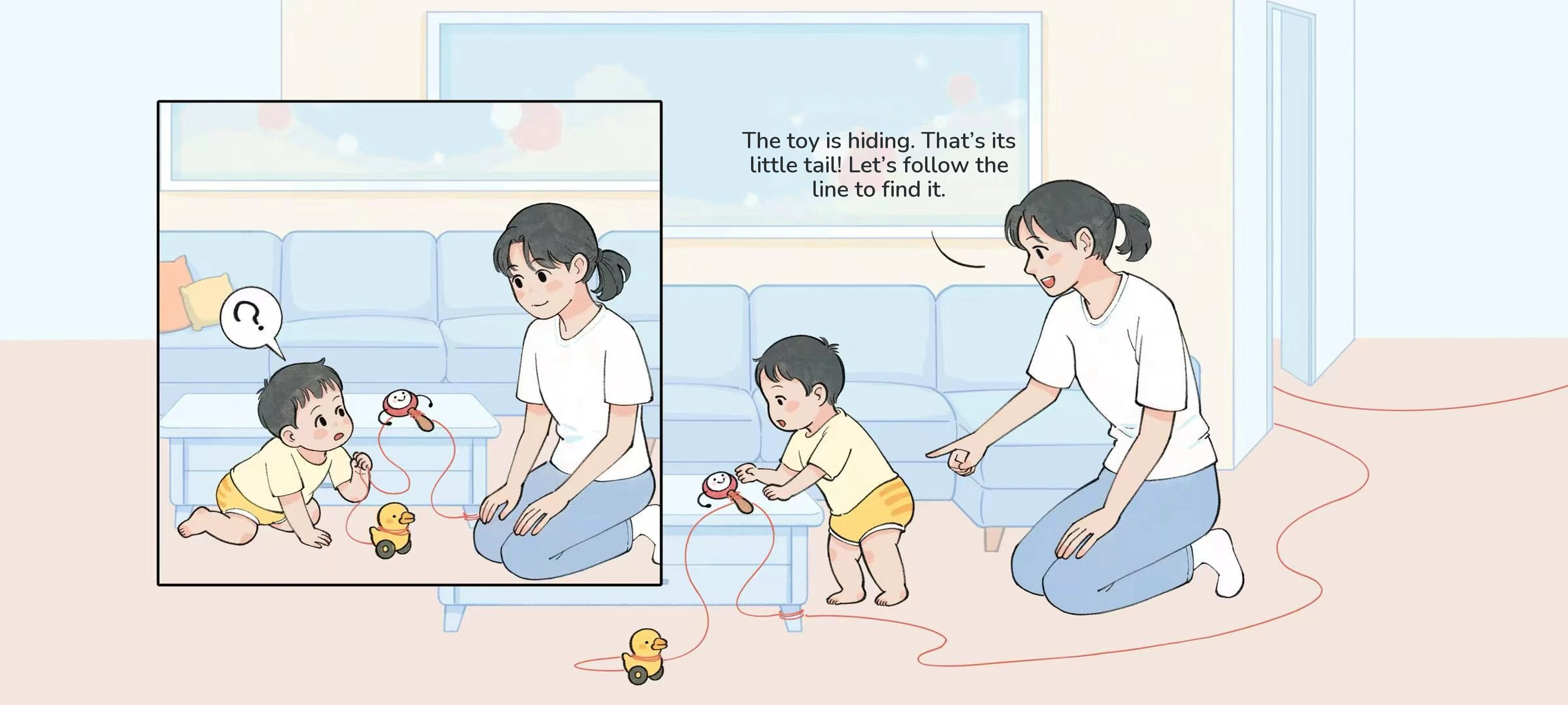 Follow the String at Home, step 1