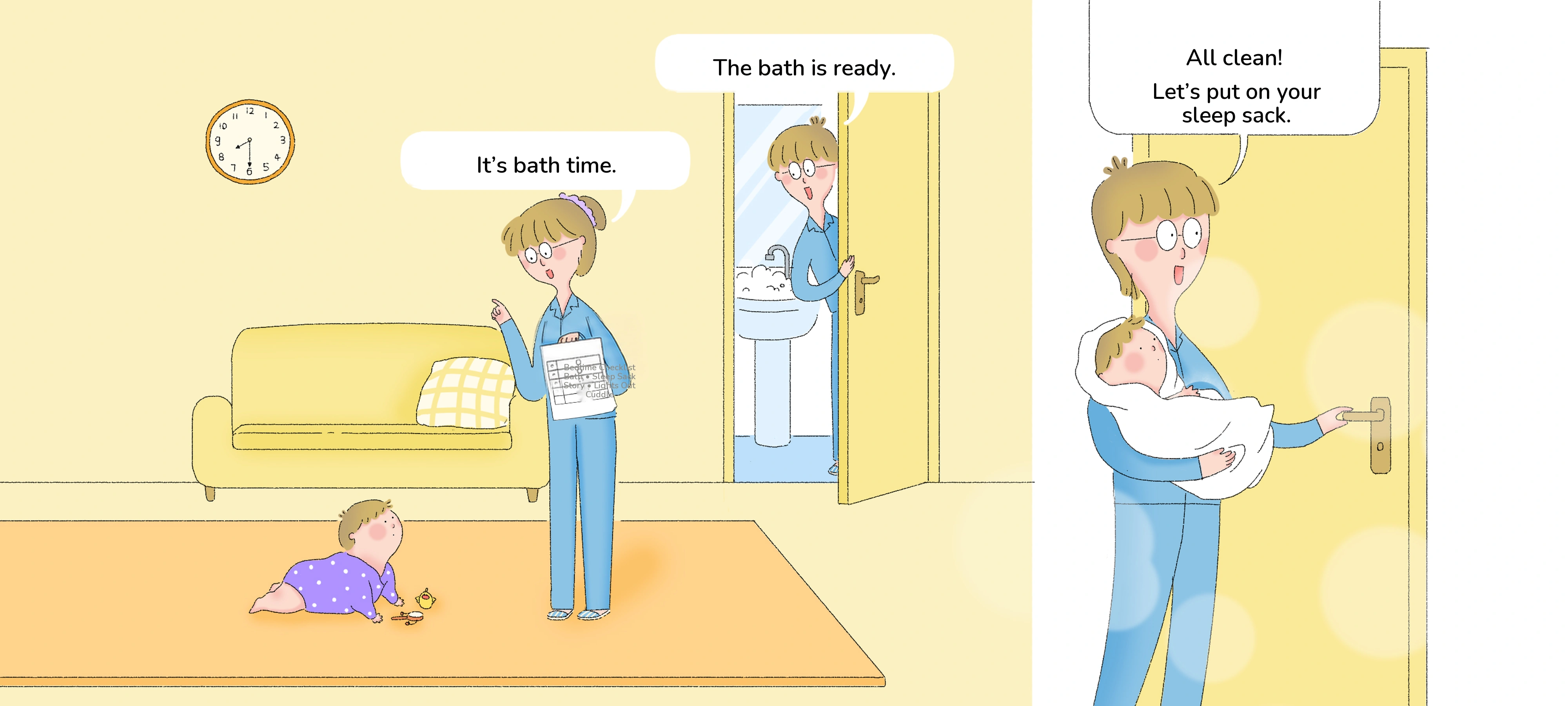 A Three-Step Bedtime Routine, step 1