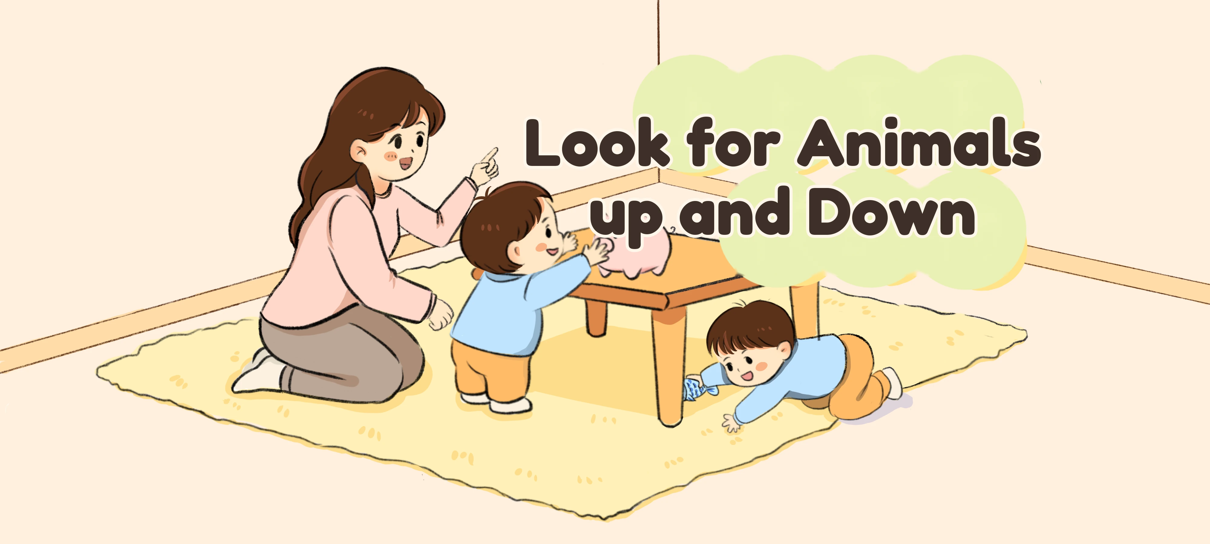 Look for Animals up and Down activity illustration