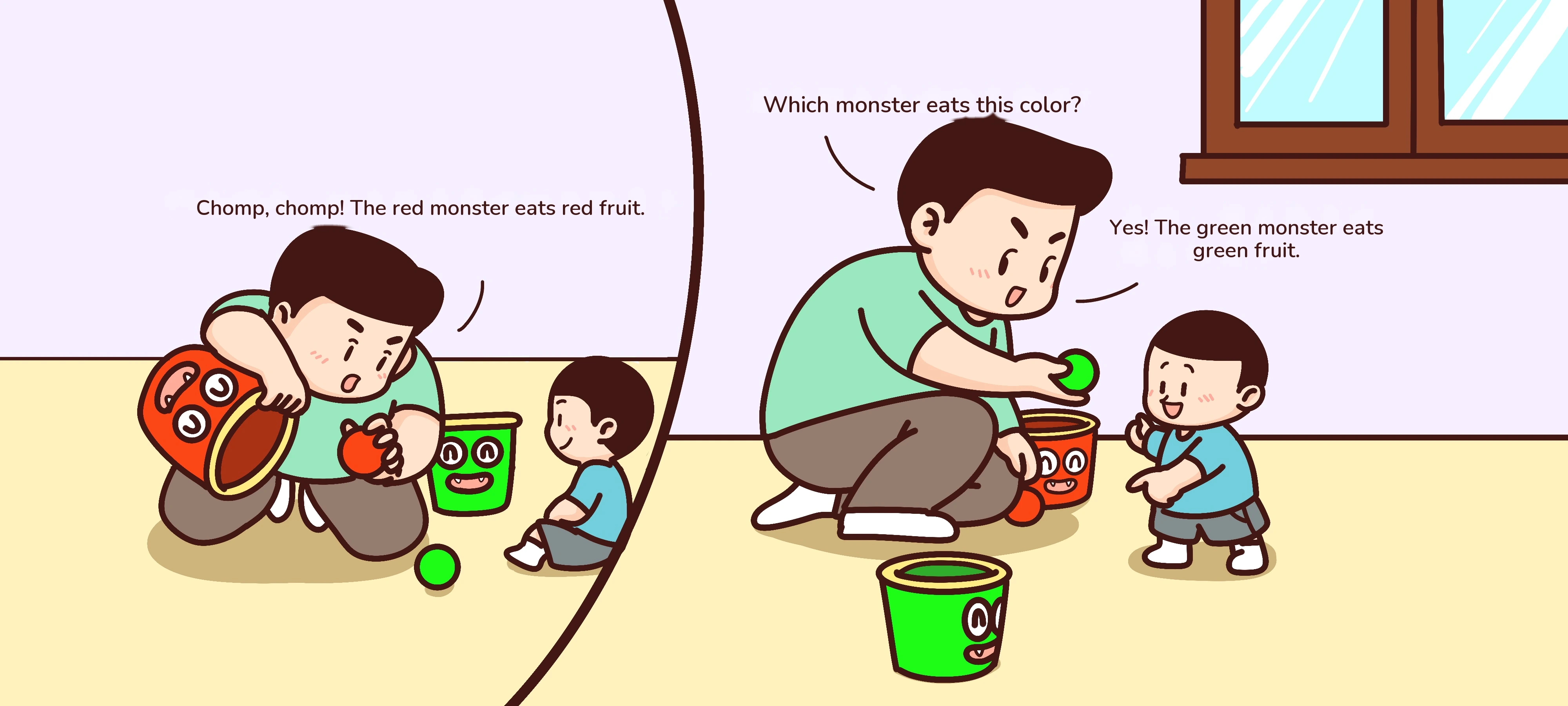 Feed the Color Monsters, step 1