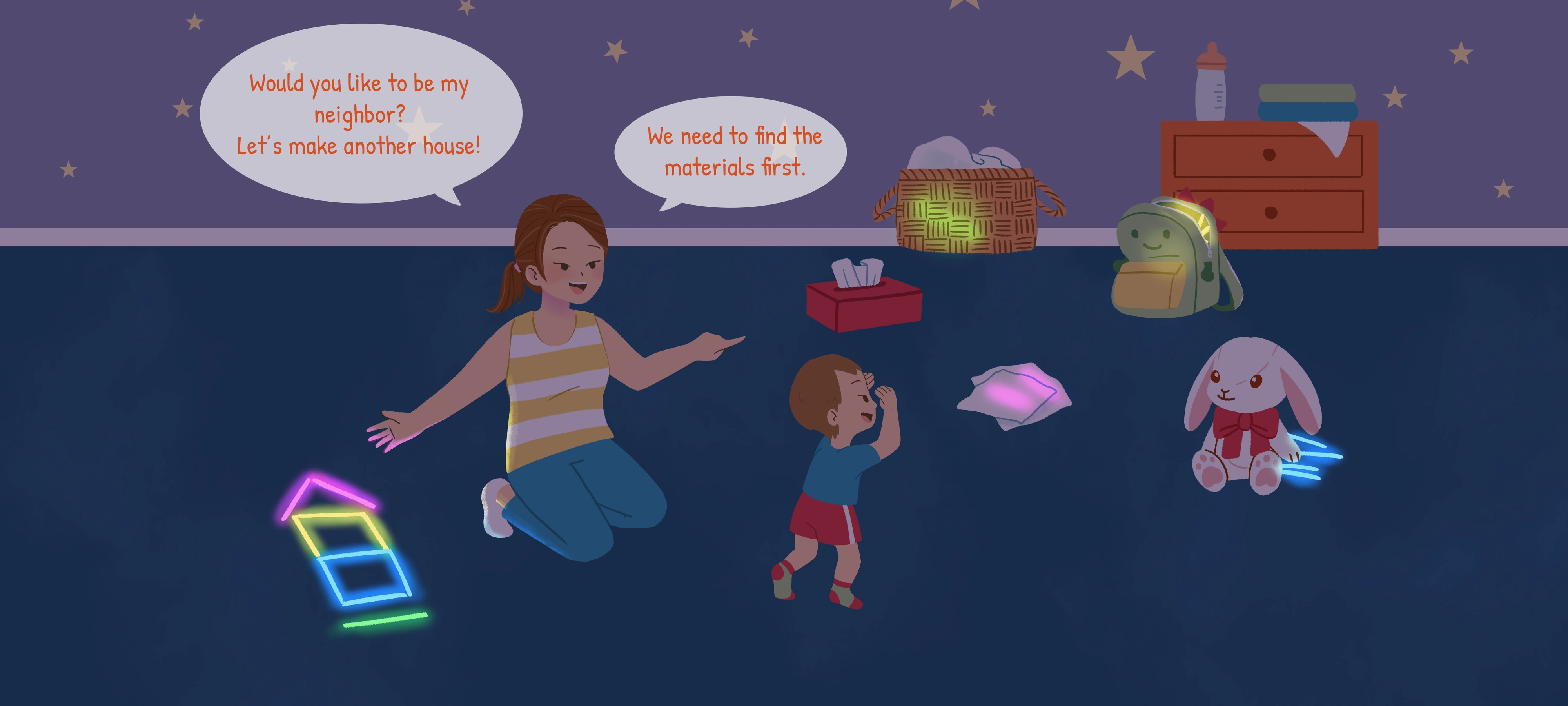 Glow-Stick Houses, step 1