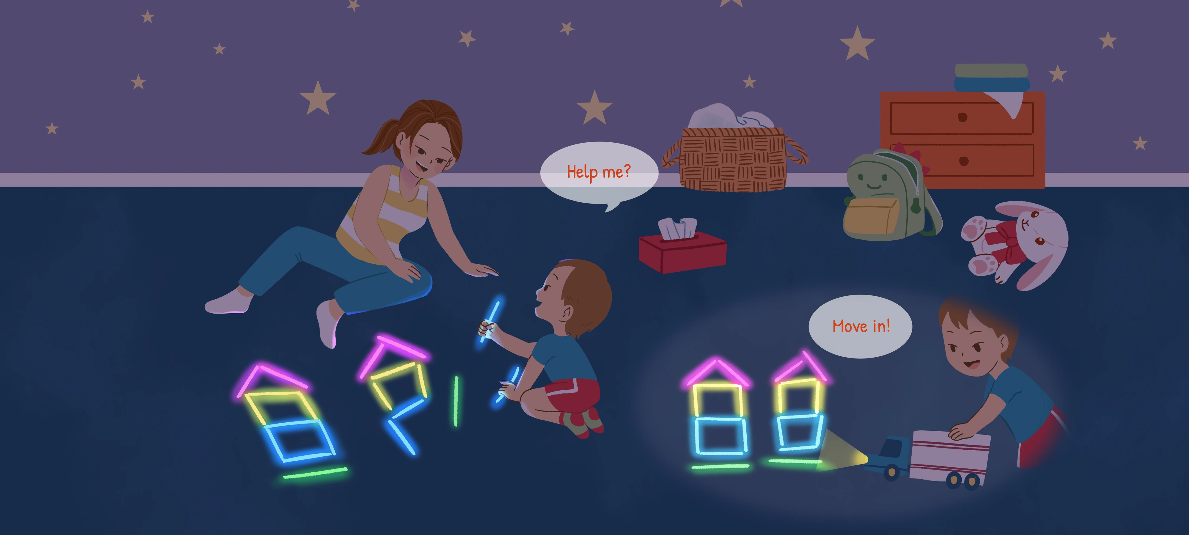 Glow-Stick Houses, step 3